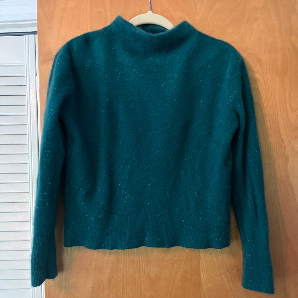 Lands' End Teal Sparkle Turtleneck Sweater